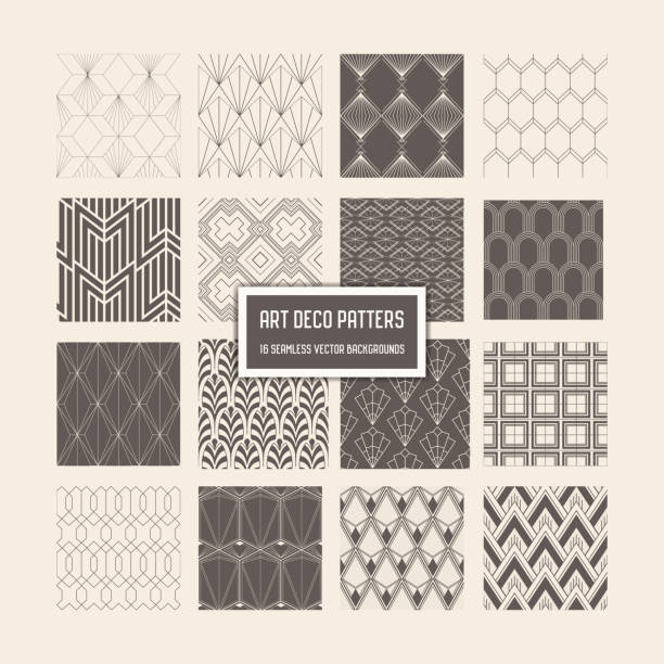 アールデコ シームレスなパターン、デザイン、カバー、繊維、ベクトルの装飾の 16 の幾何学的な背景 - art deco 1930s style pattern design点のイラスト素材／クリップアート素材／マンガ素材／アイコン素材