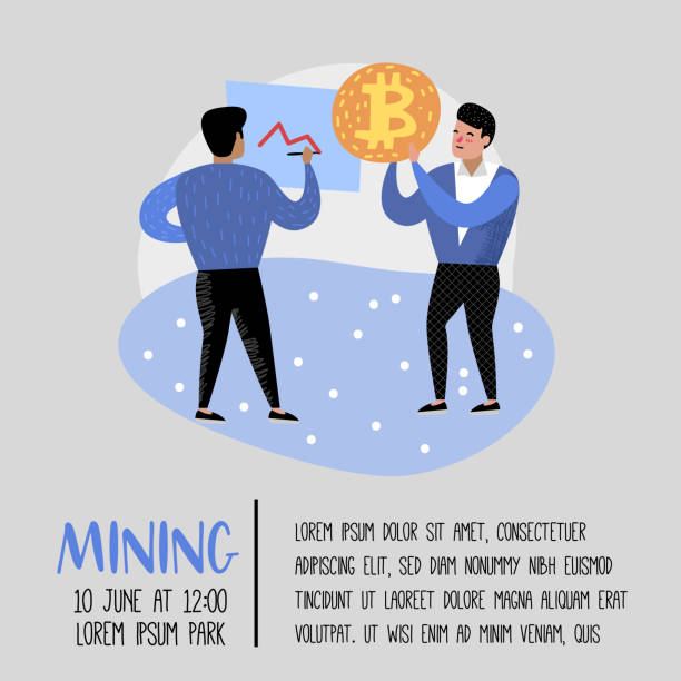 istock Bitcoin Concept with Flat Cartoon Character Poster, Banner. Crypto Currency Virtual Money. Bitcoin Mining, Electronic Finance. Vector illustration 1017325896