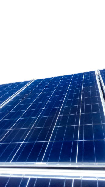istock Solar panels isolated on white background. Solar energy concept images. 1017333610