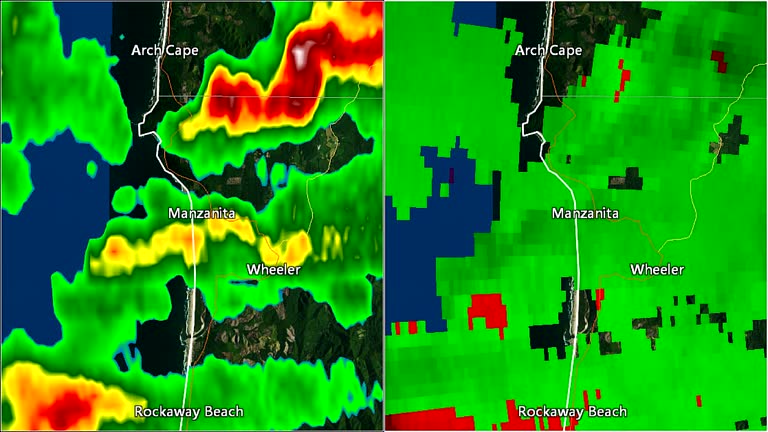 2016 Manzanita, Oregon Tornado Radar (Split Screen)