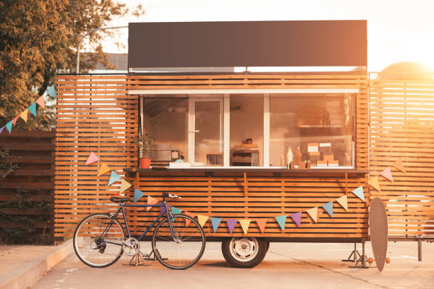 istock food truck with bicycle during sunset 1017338170