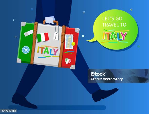 Concept Of Travel Or Studying Italian Stock Illustration - Download Image Now - Adult, Blue, Bubble