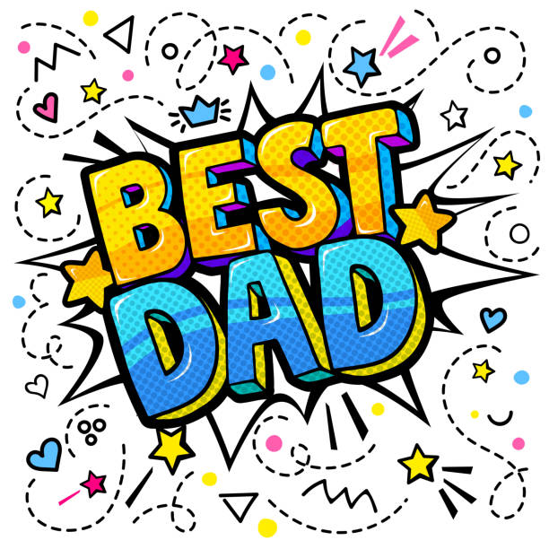 ilustrações de stock, clip art, desenhos animados e ícones de best dad message in sound speech bubble - humor book fun human age
