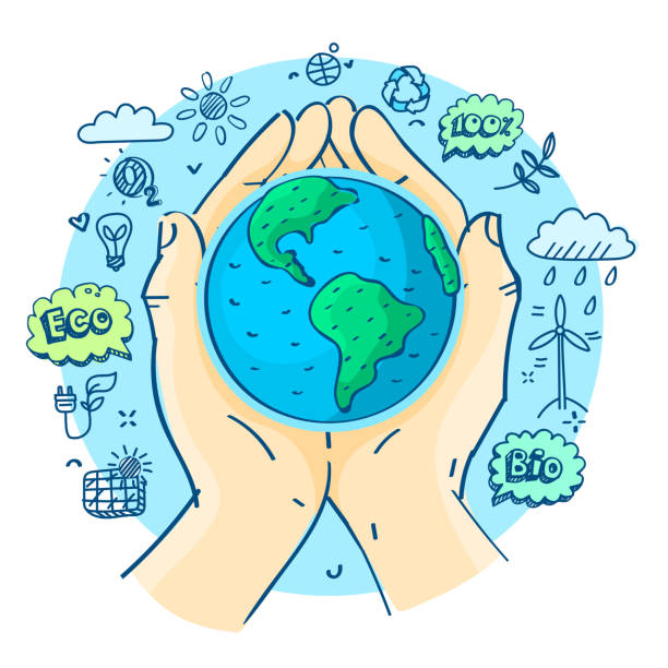 ilustrações de stock, clip art, desenhos animados e ícones de happy earth day. - human hand water environment nature