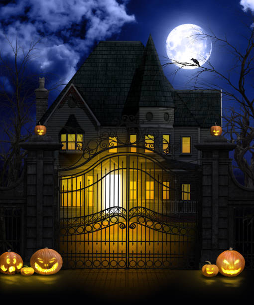 istock Halloween Haunted Mansion at Full Moon 1017352756