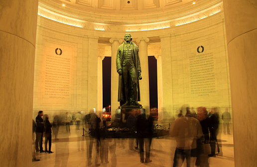 Visitors gather to appreciate one of the most notable landmarks in Washington, D.C., the Jefferson Memorial