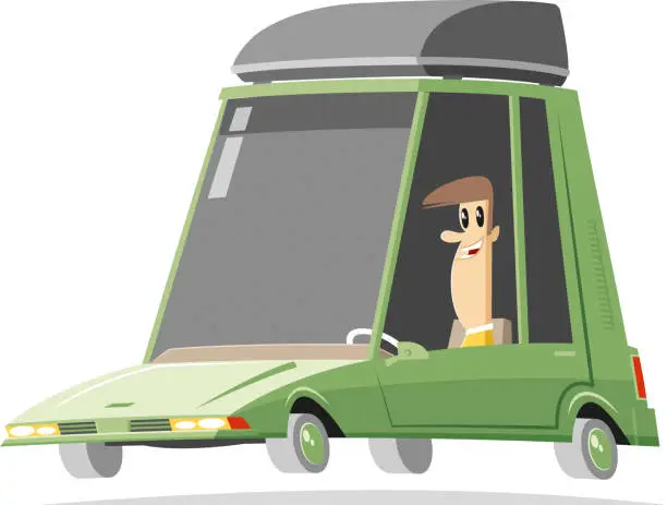 Vector illustration of Loaded car travelling