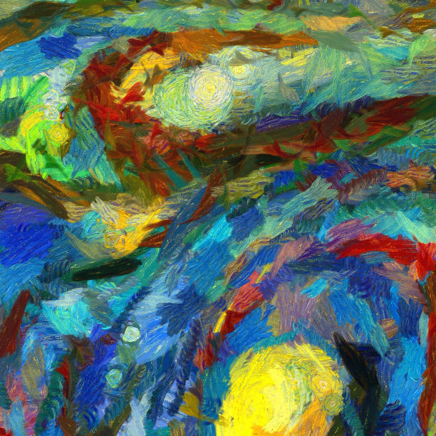 istock Abstract texture background. Digital painting in Vincent Van Gogh style artwork. Hand drawn artistic pattern. Modern art. Good for printed pictures, postcards, posters or wallpapers and textile print. 1017375784