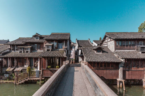 Stone Bridges and Old Houses in Wuzhen, China stock photo