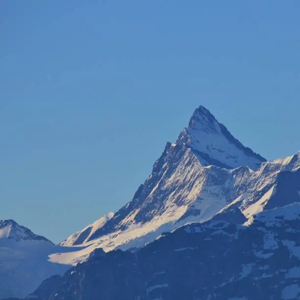 Mount Finsteraarhorn seen from Mount Niederhorn, Switzerland.