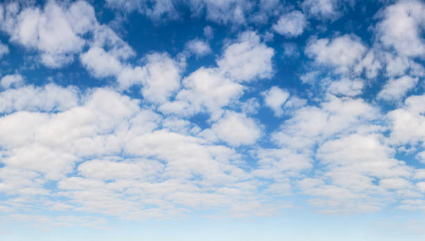 Seamless Clouds Texture Panorama A high resolution, panoramic stratocumulus cloud texture that tiles seamlessly across horizontally. Great for loops. stratus clouds stock pictures, royalty-free photos & images