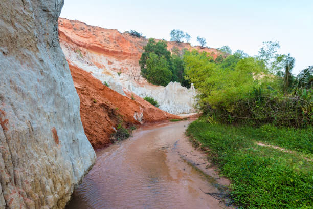 Fairy Stream, Muine, Vietnam Shallow river known as Fairy Stream which runs through a region of 'fossilised sand' at Mui Ne close to the coast of Vietnam mui ne bay photos stock pictures, royalty-free photos & images