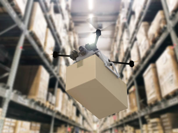 istock delivery drone holding cardboard box 1017418712