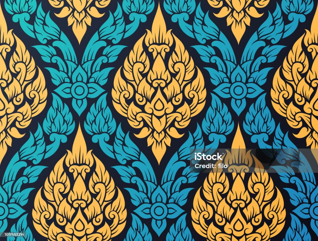 Seamless Ornate Lotus Pattern Seamless ornate lotus pattern. Thai Culture stock vector