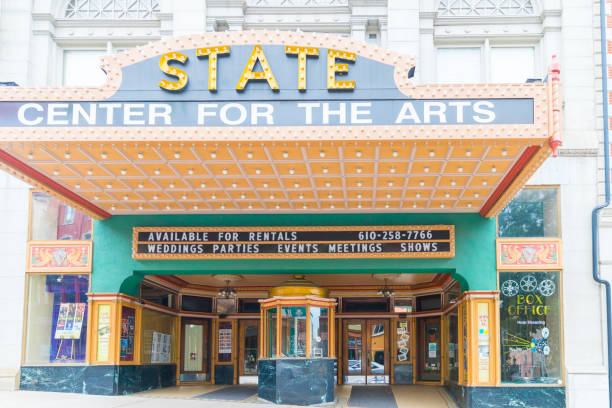 State Center For The Arts Theater Easton front, PA EASTON, PA - August 11, 2018: State Center For The Arts Theater Easton front, PA theater marquee red carpet movie theater movie stock pictures, royalty-free photos & images