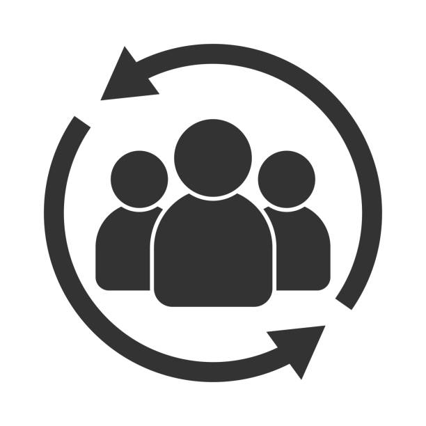ikon interaksi pelanggan. klien kembali atau simbol resah - human resources ilustrasi stok