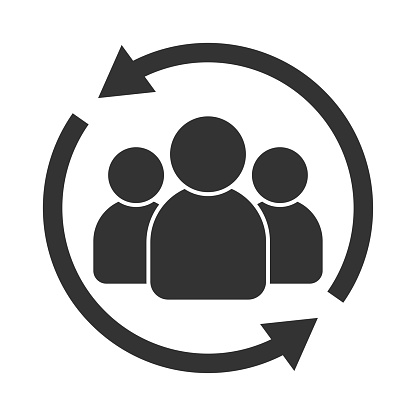 Customer interaction icon. Client returning or renention symbol