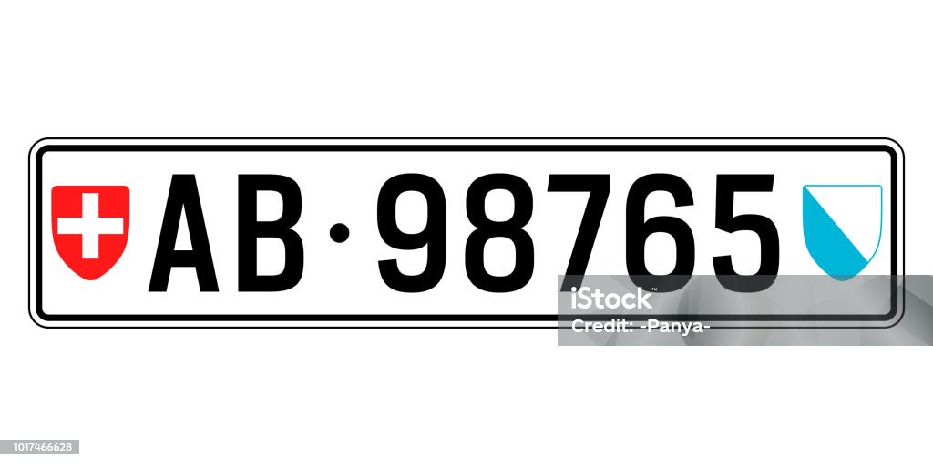 Switzerland car plate. Vehicle registration number Switzerland stock vector