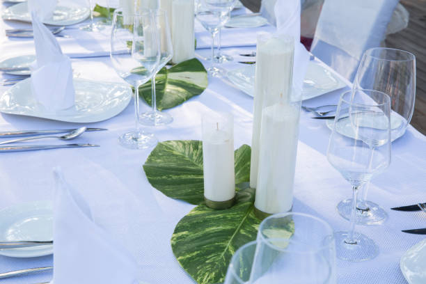 istock Wedding table decor. Beautiful Luxury Festive table set up for wedding or party 1017515226