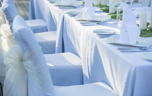 istock Wedding table decor. Beautiful Luxury Festive table set up for wedding or party 1017523882