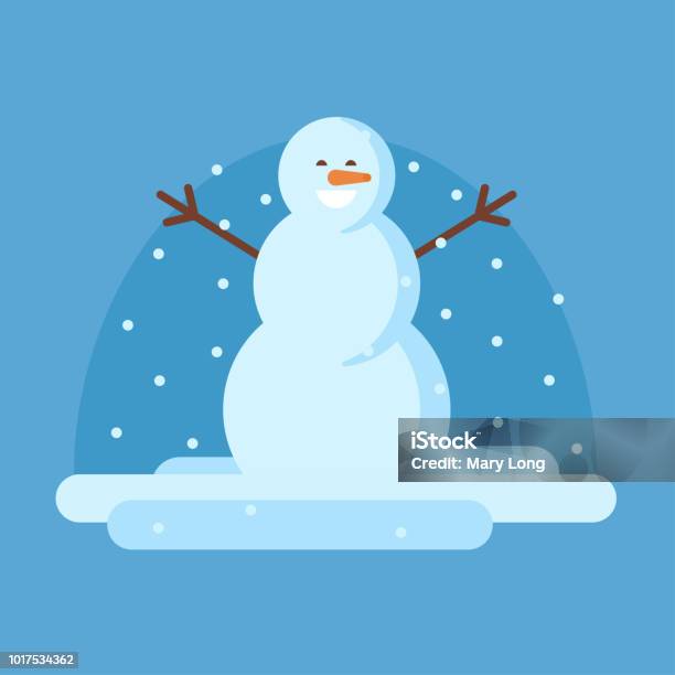 Happy Snowman With Open Arms Stock Illustration - Download Image Now - Snowman, Icon Symbol, Arm