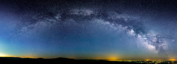 istock Milky Way over city lights 1017574080