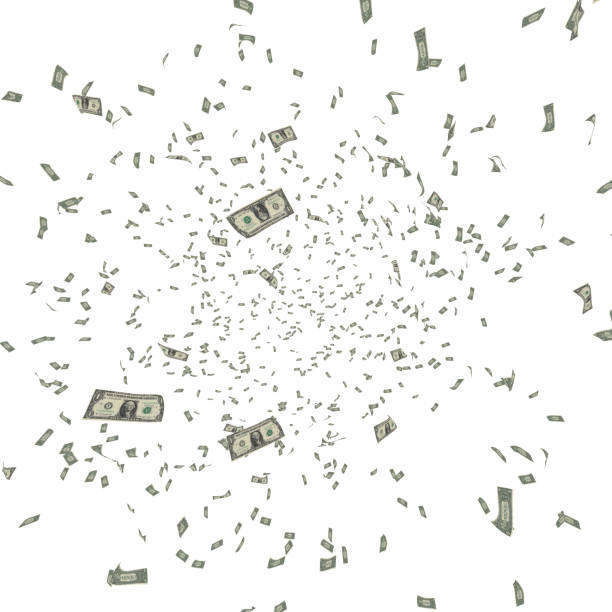 istock American Dollars Flying on white background 1017577040