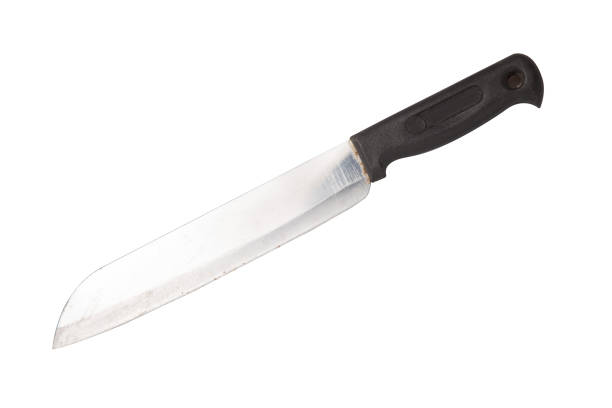 Steel kitchen knife isolated on white background.