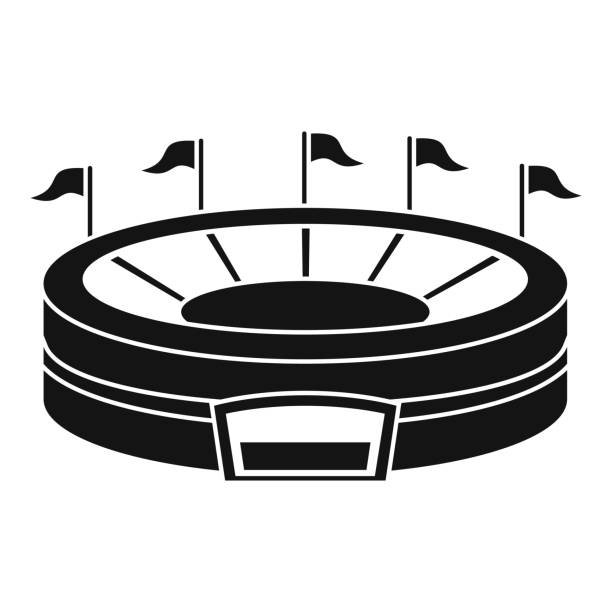 baseball-arena-symbol, einfachen stil - court building stock-grafiken, -clipart, -cartoons und -symbole