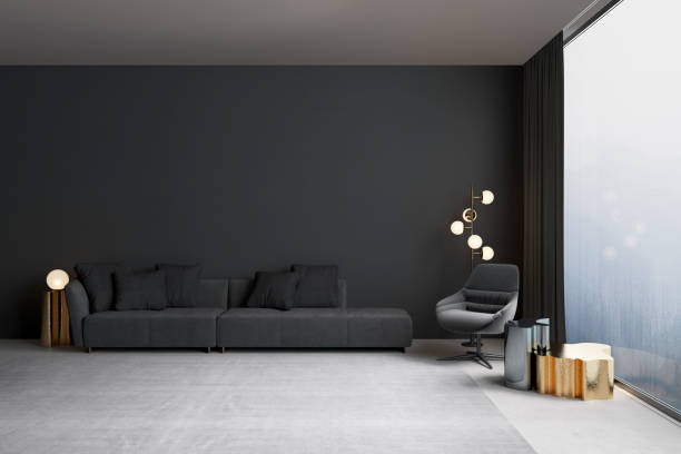 istock Modern living room with with mountain view 1017588270