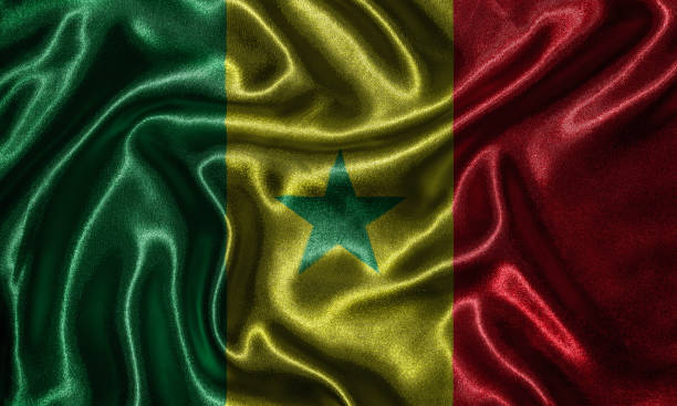 istock Wallpaper by Senegal flag and waving flag by fabric. 1017593780