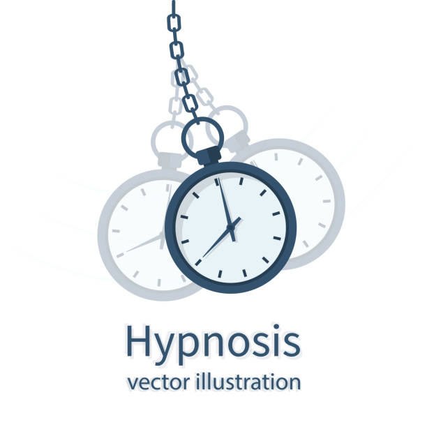 ilustrações, clipart, desenhos animados e ícones de conceito de hipnose. relógio em uma cadeia. - pocket watch watch clock pocket