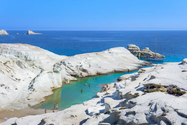 istock White chalk cliffs in Sarakiniko, Milos island, Cyclades, Greece. 1017599356