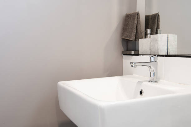 istock Bathroom interior with sink and faucet 1017601996