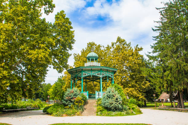 istock Wooden pavilion in park 1017602504