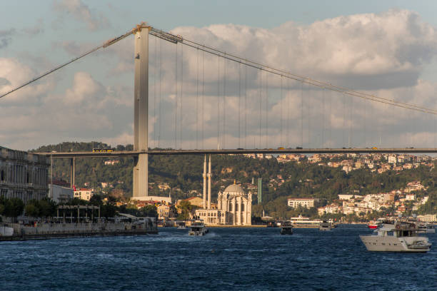 istock Ortakoy mosque from bosphorus bridge at istanbul turkey 1017610448