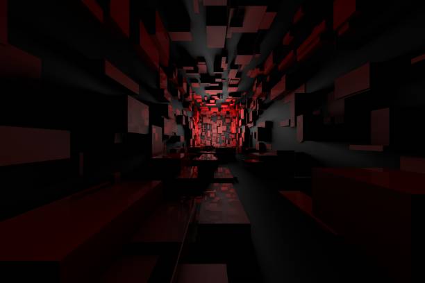 istock Abstract Futuristic Sci Fi Dark Red Light Room Background Wallpaper 1017610566