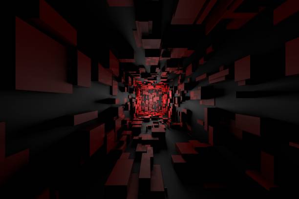 istock Abstract Futuristic Sci Fi Dark Red Light Room Background Wallpaper 1017610640