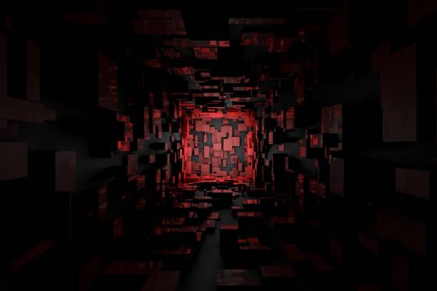 istock Abstract Futuristic Sci Fi Dark Red Light Room Background Wallpaper 1017610766