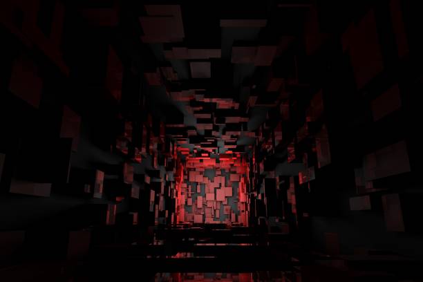 istock Abstract Futuristic Sci Fi Dark Red Light Room Background Wallpaper 1017610832