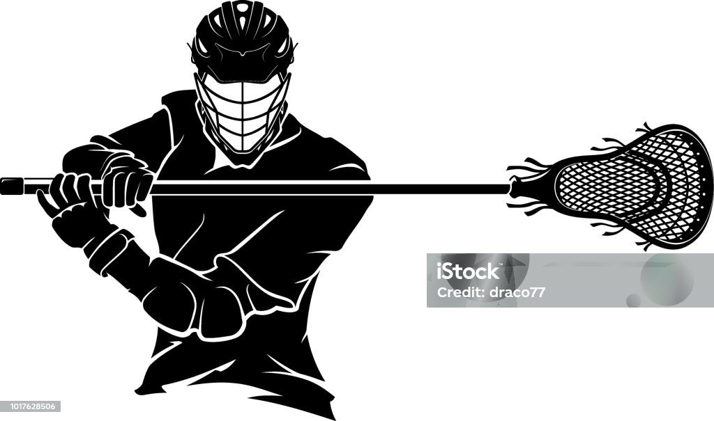 Lacrosse Pose Front Isolated vector illustration of a Lacrosse Player posing in front view. Lacrosse Stick stock vector