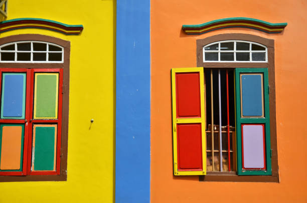 istock Colorful windows and details on a colonial house 1017653206