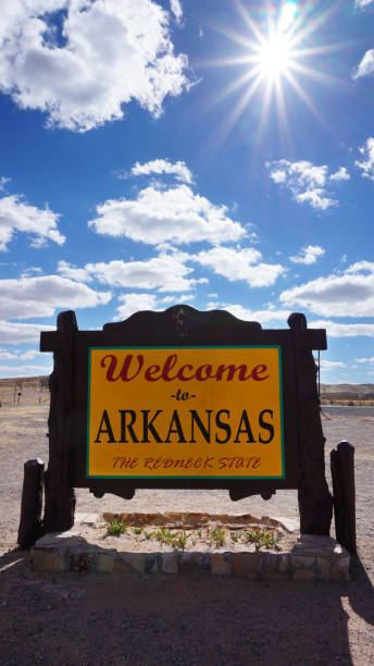 istock Welcome to Arkansas road sign 1017658626