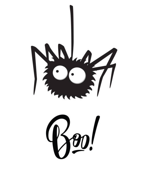 'Boo!' halloween lettering holiday inscription isolated to greeting cards, invitations or posters 'Boo!' halloween lettering holiday inscription isolated to greeting cards, invitations or posters, vector illustration spider stock illustrations