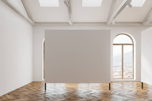 istock Mock up white poster gallery in the attic 1017666424