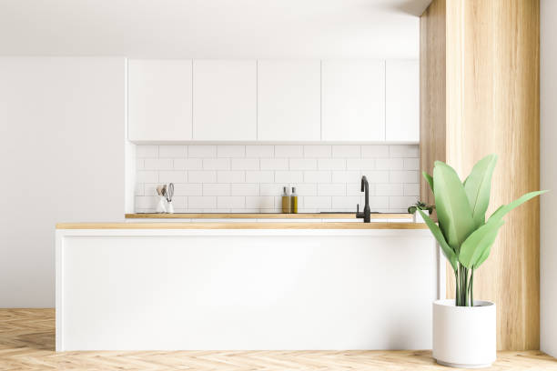 istock White island in white and wooden kitchen 1017667072
