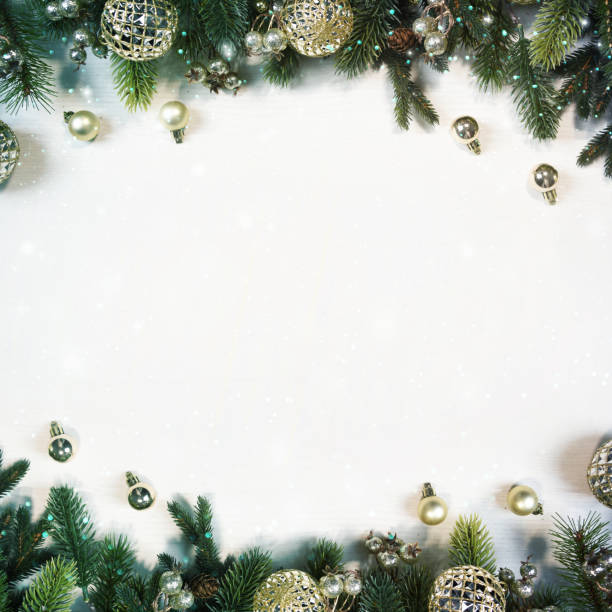 istock Christmas background with branch and ornaments 1017672832