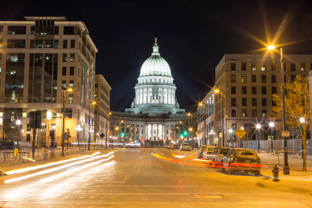 istock Downtown Madison, Wisconsin long exposure at night 1017686114