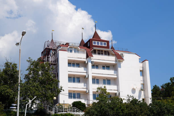istock A multi-storey house on a mountain. Hotel for holidaymakers 1017691782