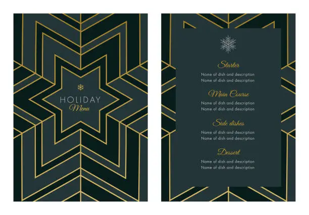 Vector illustration of Holidays Menu Template with geometric Snowflake